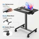 OLIXIS Mobile Standing Desk with Wheels Small Rolling Laptop Desks Portable Pneumatic Adjustable Height Sit Stand Table Computer Workstation for Home Office Black