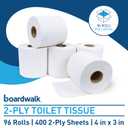 Boardwalk BWK6144 Two-Ply Toilet Tissue, White, 4" x 3" Sheet, 400 Sheets per Roll (Case of 96 Rolls)