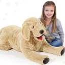 Geosar 47.2" Dog Stuffed Animals Plush, Soft Cuddly Golden Retriever Plush Toys, Large Stuffed Dog Hugging Pillow Gifts for Valentines Kids Girls Boys Birthday