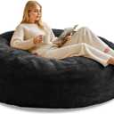 6FT,Oversized Bean Bag Chairs for Adults, Giant beanbag with Filler Included Fluffy Memory Foam, Soft and Comfy Corduroy Fabric, Gaming Chairs Suitable for Living Room and Bedroom (Black, 6 Foot)