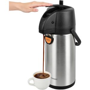 Airpot Coffee Dispenser Thermal with Pump,3L/102 Oz Insulated Stainless Steel Large Airpot Coffee Carafe Lever Action for Hot/Cold Water,Thermal Carafe for Hot Cocoa for Parties (101.4 Ounces)