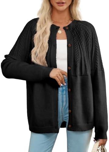 Dokotoo Cardigan Sweaters for Women 2025 Fall Outfits Long Sleeve Crochet Knit Sweaters L