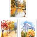 Autumn Decor Autumn Art Prints Wall Art Watercolor Fall Decor Rustic Home Wall Decor Paintings Thanksgiving Decorations (8x10 inch,3 PCS,Unframed) (White)