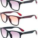 Bifocal Reading Glasses for Women Men Squre Unisex Eye Glasses with Tinted Lens Outdoor UV 400 Protection (3pc-black/Blue/Tawny)