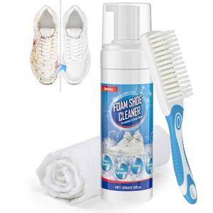 Jevvu Shoe Cleaner, Sneaker Cleaner Foam for Removing Stains and Dirt, Shoe Cleaning Kit for White Shoes