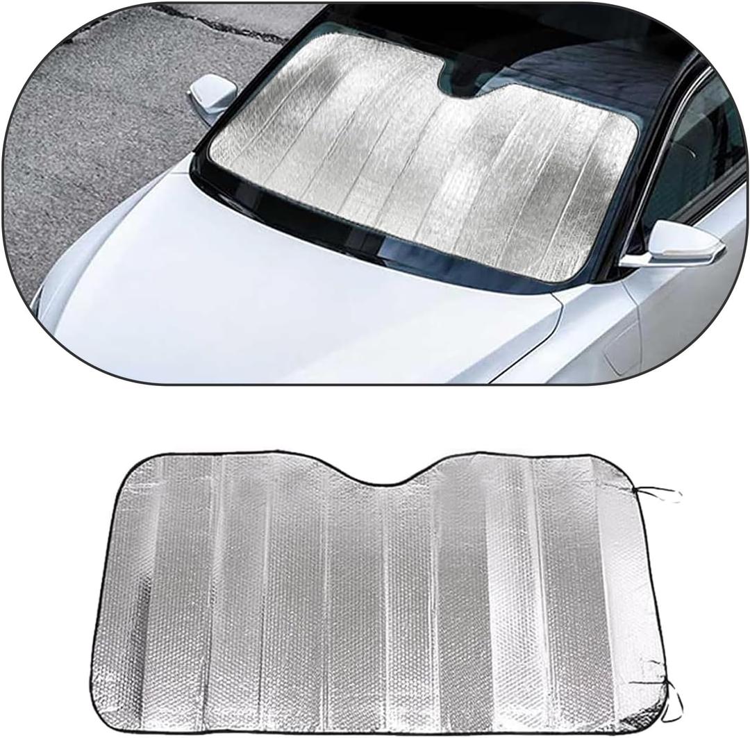 Pack-1 Universal Front Windshield Sun Protector, Shade, Heat Shield (Silver #51.1" x 23.6")