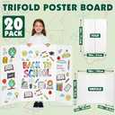 20 Pack Trifold Poster Board, 36in x 48in Corrugated Project Board, White Presentation Board, Trifold Display Board for School Project, Business Presentation, Science Fairs, Event Display