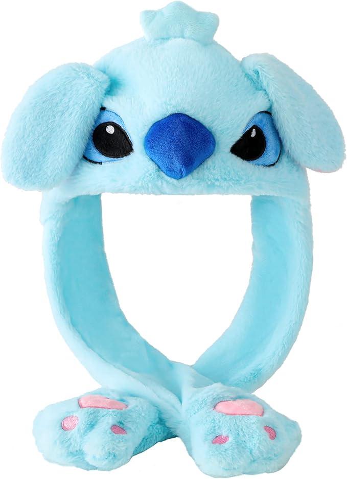 Lovemonster Cute Moving Ears Hat, Funny Plush Rabbit Animal Ears Hats Soft Cosy Dress Up Winter Hat for Adults Women Men (Blue)