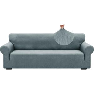 ZNSAYOTX 1 Piece Jacquard Couch Covers for 3 Cushion Couch High Stretch Sofa Cover for Pets Dogs Anti Slip Extra Large Sofa Slipcovers Furniture Protector (X-Large, New Pattern Light Grey)