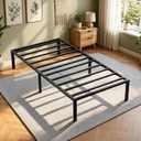 Twin Platform Bed Frame, Modern Metal Design with Underbed Storage Space