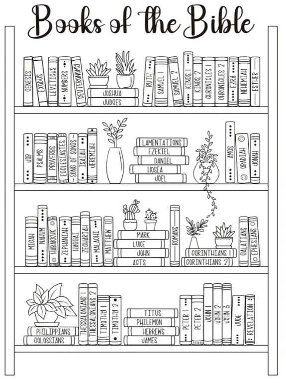 Books of The Bible Sticker, Scripture Reading Tracker Coloring Page, Bible Study Supplies Paintable Labels, Start Bible Journey Chapters Sticker Incl Old and New Testament 66 Books (10) Pack of 5