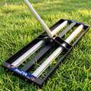 Updated Lawn Leveling Rake 30"x10", Lawn Leveler with Aluminum Rollers, Yard Leveling Rake Stainless Steel with 27-80" Adjustable Handle, Heavy-Duty Ground Leveler Suit for Garden, Golf Lawn, Farm