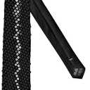 DiBanGu Mens Sequin Skinny Tie and Pocket Square Set,Shiny Solid Necktie Formal Satin Slim Ties for Party Wedding (Black)