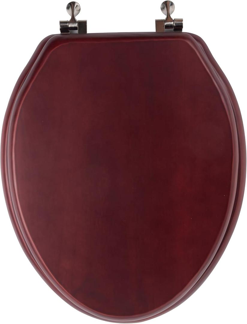 Toilet Seat, Solid Wood, Pine Wood, Matte Finish, Vintage Red Mahogany, PIKLiDS (Elongated)