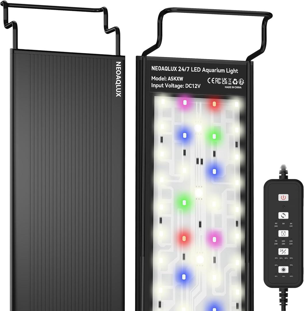 24/7 LED Aquarium Light for 46-56 Inch Plant & Fish Tank, 12-Color & Gradient & Full Spectrum with Auto On/Off, Brightness, Sunrise-Daylight-Moonlight, Extendable Brackets for Freshwater IP68