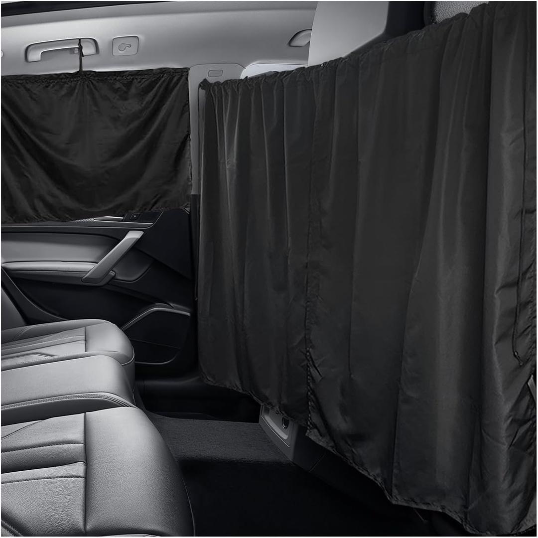 3PCS Car Window Shades, Auto Privacy Divider Curtain with 2 Rear Side Window Shade, Removable Vehicle Sunshade Blocker for Light, Heat, UV Rays, Universal Car Accessories