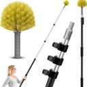 20 Foot Cobweb Duster with Extension Pole, 4-12ft Dusters for Cleaning with Bristles, High Reach Feather Duster for Outdoor Indoor, 4-Stage Spider Web Remover with Telescopic Pole for Ceiling Wall