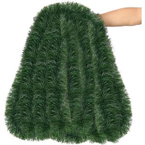 50FT Christmas Tinsel Garland, Xmas Metallic Tinsel Twist Hanging Garland for Christmas Tree Indoor and Outdoor Holiday Party Decoration (Blue)