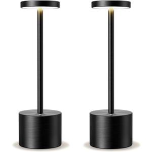 Rechargeable Cordless LED Desk Lamp - 5000mAh Battery, Waterproof, 3-Color Touch Dimming Portable Table Light for Restaurant, Outdoor, Camping.Black