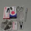 Demissle 6 Pcs Bling Office Desk Accessories Set Crystal School Stationery Kit Scissor Stapler with Staple, Tape Dispenser, Diamond Pen, Staple Remover, Binder Clip, Paper Clip, Push Pins(White)