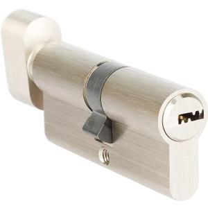 Cylinder Lock 90mm(40/10/40) Euro Profile Cylinder with 5 Keys (dimple), Single Open, Solid Brass, Anti-Rust Corrosion Resistant Anti-Theft (Satin Nickle)