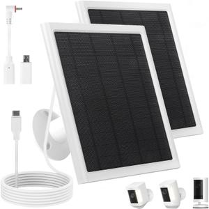 Ring Solar Panel,8W Ring Solar Charger Compatible with Stick Up Camera & Pro, Spotlight Plus & Pro, Stick Up, Spotlight Cam Battery,9.35ft Long Cable with USB-C for Outdoor Cameras (2Pack White)