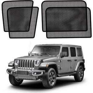 XCBYT Car Window Shades for 2019-Present Wrangler Sun Shade for Car Baby Side Window with Breathable Mesh Blocking 99% UV Glare and Privacy Protection Safe Driving for Napping Camping Dressing (4 PCS) (XW-BCWS-Wrangler(2019-2025))