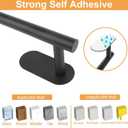 TocTen 5 Pieces Self Adhesive Towel Bar Set, Stainless Steel Bathroom Hardware Set Include Adjustable Towel Rack, Toilet Paper Holder, 3 Towel Hook, No Drill Bathroom Accessory Kit(Matte Black,24IN)
