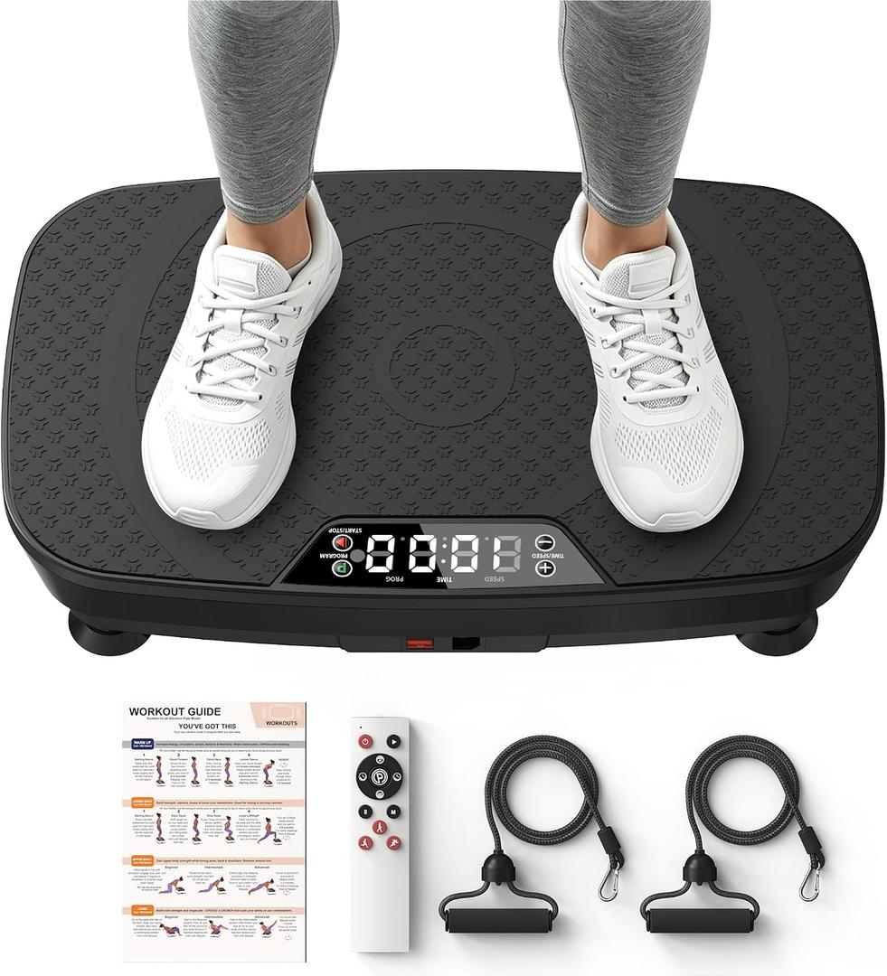 Vibration Plate for Lymphatic Drainage, Vibration Plate Exercise Machine with Workout Guide, 400Lbs Capacity Shake Plate, Whole Body Workout Vibrating Platform for Toning, Weight Loss