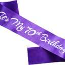 It's My 70th Birthday Sash, Purple Silver Birthday Sash for 70th Birthday Party Supplies, Birthday Gifts for Girls 70th Birthday Party Favors