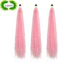 Curly Crochet Hair Extensions Pink Passion Twist Braids 24Inch Long Curly Braiding Hair 3Packs Spring Crochet Braids Hair Extensions Goddess Box Braids for Black Women(24",Light Pink)
