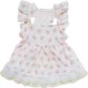 QWINEE Cute Flower Pattern Dog Dress Ruffle Trim Princess Dress Cat Vest Dress Lace Trim Summer Dress Pet Clothes for Small Medium Cats Dogs Kitten Puppy Pink A S