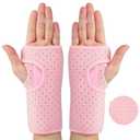 2 Pieces Carpal Tunnel Wrist Brace for Night Wrist Sleep Supports Splints Stabilizer and Hand Brace Cushioned to Help with Carpal Tunnel Pain Relief Universal Adjustable Fit(Breathable Style,Pink)