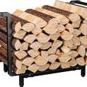 FNBAR Firewood Rack Outdoor&Indoor, Wood Storage, Firewood Holder for Fireplace, Patio, Garden, Supports Up to 300lb, Small Firewood Rack, Black
