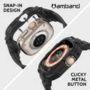 amBand Bands Case Screen Protector Compatible with Apple Watch Ultra 3/2/1 49mm for Men, M1 Sport Series Rugged Cover Strap and 9H Tempered Glass, Military Protective Bumper for iWatch 49 mm Men Black