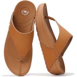 Project Cloud Women's Thong Comfortable Memory Foam Platform Sandals & Flip flops Non Slip Footwear, Leather Sandals for Women 2025 (Arlee), 5,  Brown