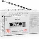 Small Cassette Player Recorder, Cassette to Digital Converter via USB or Micro SD Card, Powered by AC or 4 AA Battery, AM FM Radio Tape Recorder with Build-in Speaker and Earphone Jack