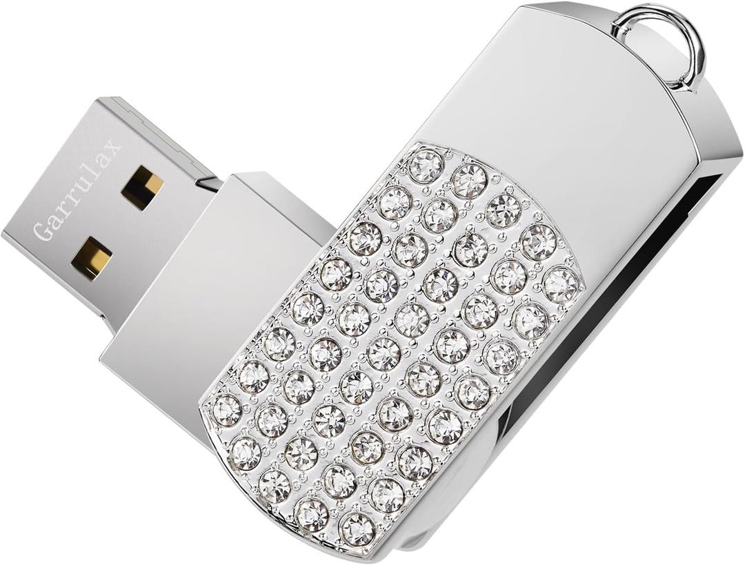 USB Flash Drive, 16GB/32GB/64GB/128GB USB2.0 Rotatable Memory Stick Date Storage Pendrive Thumb Drives U Disk(64GB,Silver)