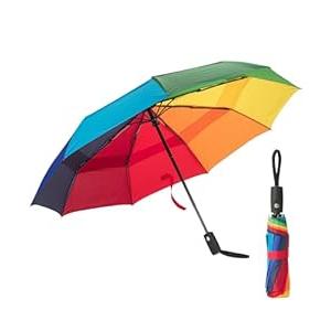 Mr. Pen Rainbow Ray Travel Umbrella, Windproof, Automatic, Compact, 42 Inch Canopy, Fiberglass Shaft, Aluminum Frame