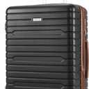Checked Luggage 24 Inch, 100% PC Large Suitcase with Wheels, Hardside Suitcase TSA Approved Medium Hard Case Travel Luggage (Black)