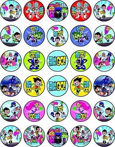 30 x Edible Cupcake Toppers Themed of Titans Go Collection of Edible Cake Decorations | Uncut Edible on Wafer Sheet