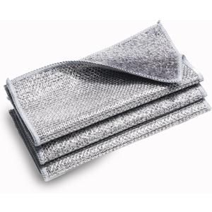 5 Pcs New Upgrade Non Scratch Wire Dishcloth, 2-Layer Super Absorbent Bamboo Charcoal Dish Cloths, Reusable Multipurpose Wire Dishwashing Rags for Wet and Dry for Dishes, Sinks, Stove
