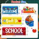2 x Welcome Back to School Table Decorations, 1st Day of School Wooden Block Sign Pencil Centerpieces for Party, The First Day Banner, Classroom Decor for Kids Teacher Desk Gifts, Tiered Tray and TableTop