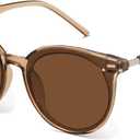 Livho Polarized Sunglasses, Retro & Oversized Shades for Women with Round Lenses (Brown/Brown)