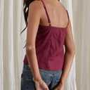 Women Teens Cute Babydoll Tops Y2k Floral Lace Trim Camisole Ruffle Tank Top Summer Flowy Peplum Top Streetwear (S)