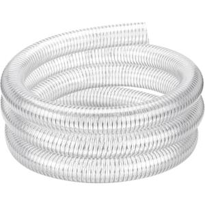 Wire Reinforced Hose 1-1/2" id - 5ft Clear High Pressure Suction Line Plastic Vinyl Tubing with Spiral Steel Wire Suction Hose, Drain Water Fuel Powder