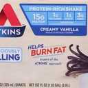 Atkins Creamy Vanilla High Protein Shake, 15g Protein, Low Glycemic, Low Carb and Low Sugar Shakes, Keto Friendly, 12 Vanilla Flavored Protein Shakes (EXP 07/17/26)