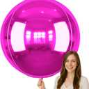 50 Inch Giant Hot Pink Round Foil Balloons, 3Pcs Metallic Pink 4D Ball Balloons for Birthday Wedding Engagement Graduation Baby Shower Gender Reveal Party Decorations