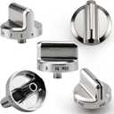 Funmit 5304502763 Range Control Knob Replacement for Frigidaire Stove Replaces PS11724147 AP5984069 EAP11724147 4279473, D Shaped Shaft with Metal Insert, Silver Plastic, 5 Pack