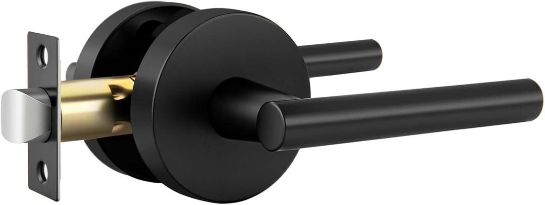 Goldenwarm Matte Black Door Handles Passage, Zinc-Alloy Heavy Duty Black Door Handle for Hall and Closet, Lever Door Handles, Passage Door Hardware for Hallways, Closets and Laundry Rooms(1 Pack)